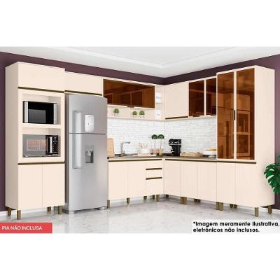 Cozinha Modulada Connect 11 Peças 4aéreos+3balcões+ 2 Paneleiros + 2 Complementos C5p85 Off White2 Aéreos + 1 Balcão + 1 Complemento