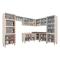 Cozinha Modulada Connect 11 Peças 4aéreos+3balcões+ 2 Paneleiros + 2 Complementos C5p85 Off White2 Aéreos + 1 Balcão + 1 Complemento