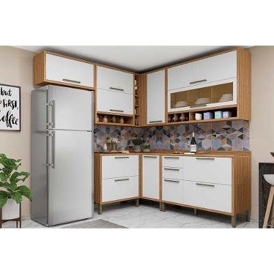 Kit Cozinha Modulada 7 Peças Syrah 4aéreos+3balcões C7p85 Amendoa Branco Ronipa