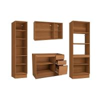 Kit Cozinha Modulada 4 Peças Ciela 1 Aéreo + Balcão + 2 Paneleiros C4p81 Canela Azul Profundo