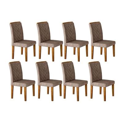 Kit 8 Cadeiras Sala Jantar Jade 8 Un Imbuia Suede Capuccino Rufato