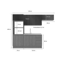Kit Cozinha Modulada 4 Peças Ciela 2 Aéreos + 1 Balcão + 1 Paneleiro C4p77 Canela Azul Profundo - 3