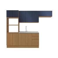 Kit Cozinha Modulada 4 Peças Ciela 2 Aéreos + 1 Balcão + 1 Paneleiro C4p77 Canela Azul Profundo - 5