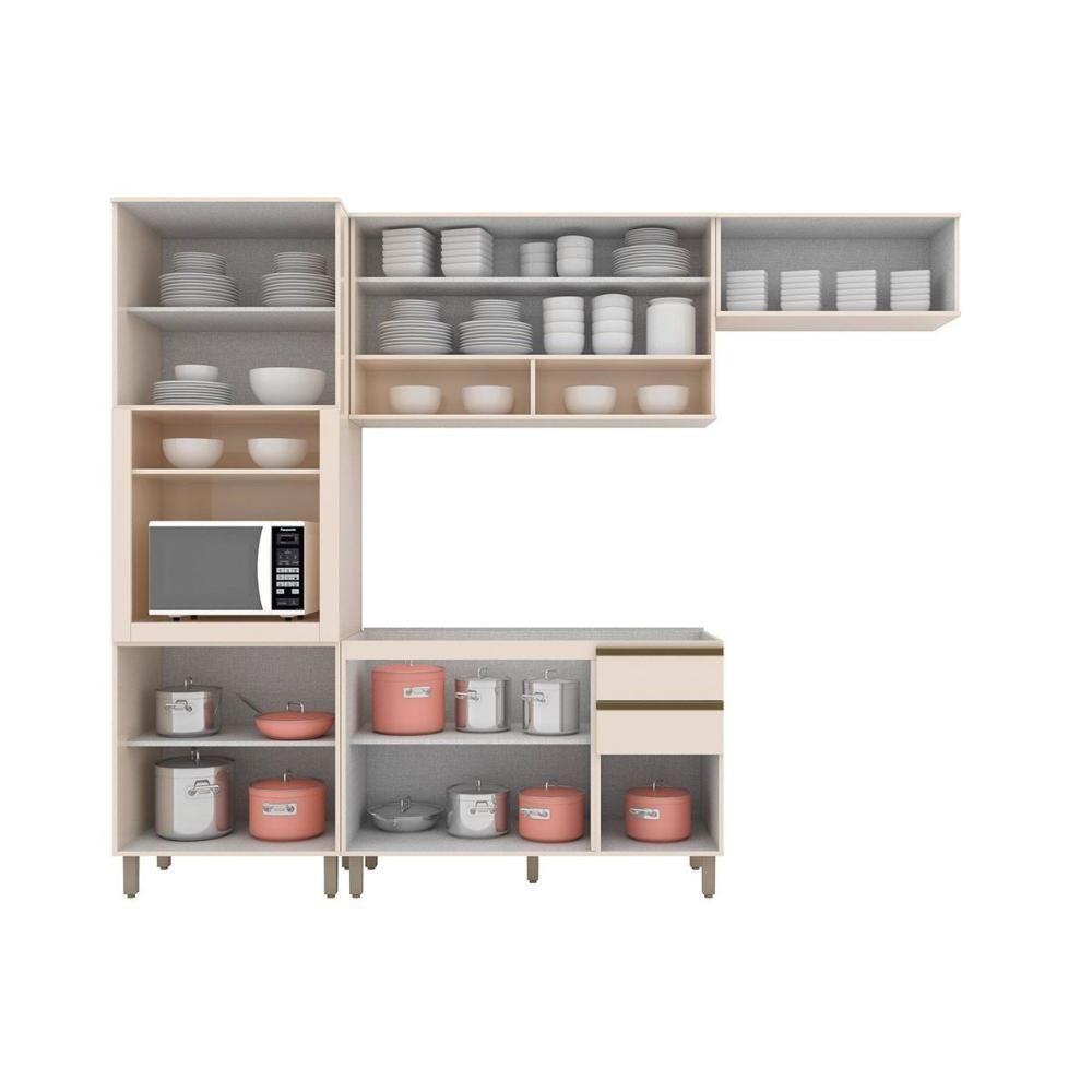 Cozinha Modulada Completa Connect 4 Peças 2 Aéreos + 1 Balcão + 1 Paneleiro Sem Pia C04p01 1 - 4