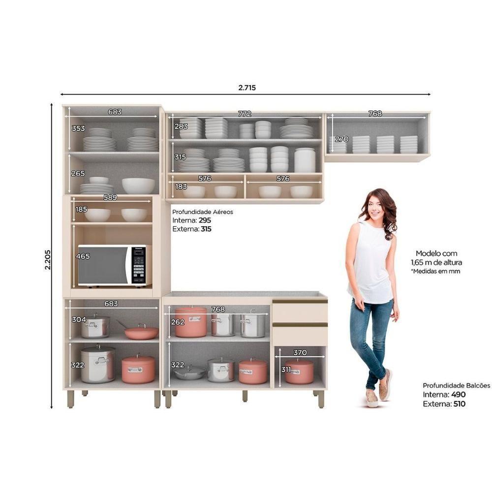Cozinha Completa 4 Peças Connect 2 Aéreos 1 Balcão 1 Paneleiro Sem Pia C04p01 1 - 3
