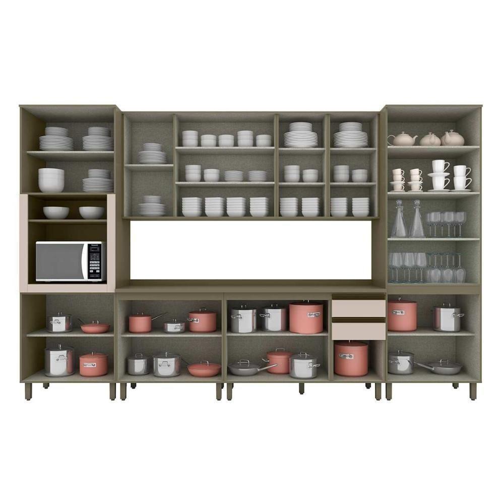 Cozinha Completa 9 Peças Connect 3 Aéreos 2 Balcões 2 Paneleiros 2 Complementos C6p09 Duna Cristal - 3