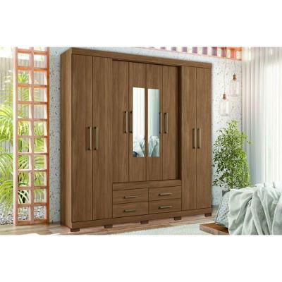 Guarda Roupa Casal 8 Portas E 4 Gavetas C- Espelho E Pés Jatoba