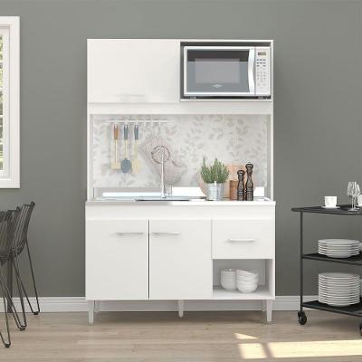 Armário De Cozinha Compacta 122x188cm Mdp Branco Menu Móveis Branco