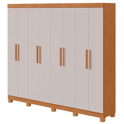 Guarda Roupa Casal Andara Soft 8 Portas Amêndoa Clean Off White Com Pés - Lopas