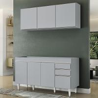 Armário De Cozinha Argélia E Balcão Gabinete 150cm Sem Tampo Marrocos Cinza Claro - Lumil - 2