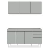 Armário De Cozinha Argélia E Balcão Gabinete 150cm Sem Tampo Marrocos Cinza Claro - Lumil - 6