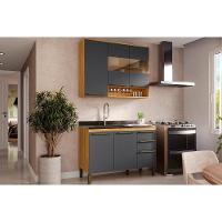Cozinha Modulada Completa Nápoli Prime 2 Peças 1 Aéreo + 1 Balcão C2p99 Amendoa Grafite Ronipa - 1