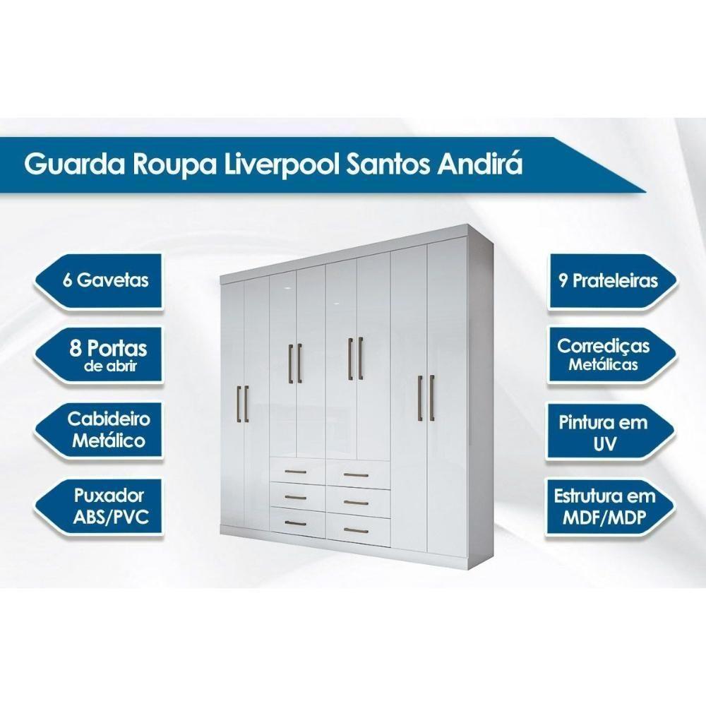 Guarda Roupa 2 Peças (1guardaroupa+1cômoda) Qc140 Branco - Santos Andirá - 2