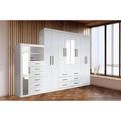 Guarda Roupa 2 Peças Casal Qc140 9 Portas de Bater 12 Gavetas em Mdf Branco