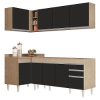 Armário De Cozinha Modulado De Canto Direito 4 Peças Cp40 Balcão Sem Tampo Castanho/preto - Lumil - 1