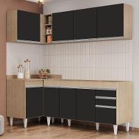 Armário De Cozinha Modulado De Canto Direito 4 Peças Cp40 Balcão Sem Tampo Castanho/preto - Lumil - 2