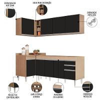 Armário De Cozinha Modulado De Canto Direito 4 Peças Cp40 Balcão Sem Tampo Castanho/preto - Lumil - 3