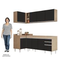 Armário De Cozinha Modulado De Canto Direito 4 Peças Cp40 Balcão Sem Tampo Castanho/preto - Lumil - 5