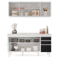 Armário Aéreo Nevada E Balcão Para Pia Com Tampo 160cm Arkansas Branco-preto - Lumil - 3