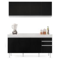 Armário Aéreo Nevada E Balcão Para Pia Com Tampo 160cm Arkansas Branco-preto - Lumil - 6