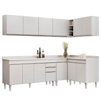 Armário De Cozinha Modulado De Canto 6 Peças Cp32 Balcão Com Tampo Branco - Lumil - 1