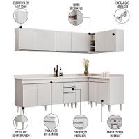 Armário De Cozinha Modulado De Canto 6 Peças Cp32 Balcão Com Tampo Branco - Lumil - 3
