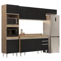 Armário De Cozinha Modulada 4 Peças Cp11 Balcão Com Tampo Castanho/preto - Lumil - 1