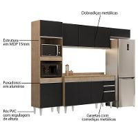 Armário De Cozinha Modulada 4 Peças Cp11 Balcão Com Tampo Castanho/preto - Lumil - 3