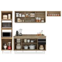 Armário De Cozinha Modulada 4 Peças Cp11 Balcão Com Tampo Castanho/preto - Lumil - 5