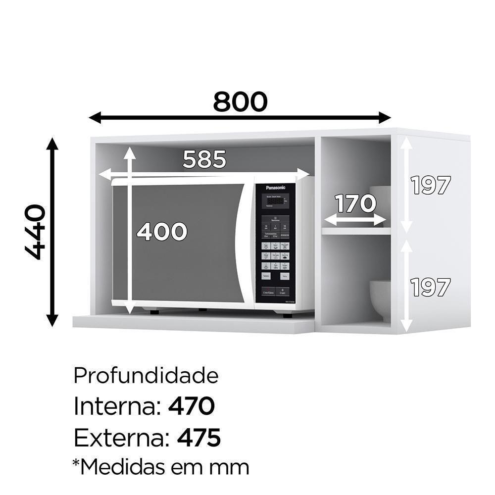Armário Aéreo Micro-ondas Americana Branco - Móveis Henn Branco - 2