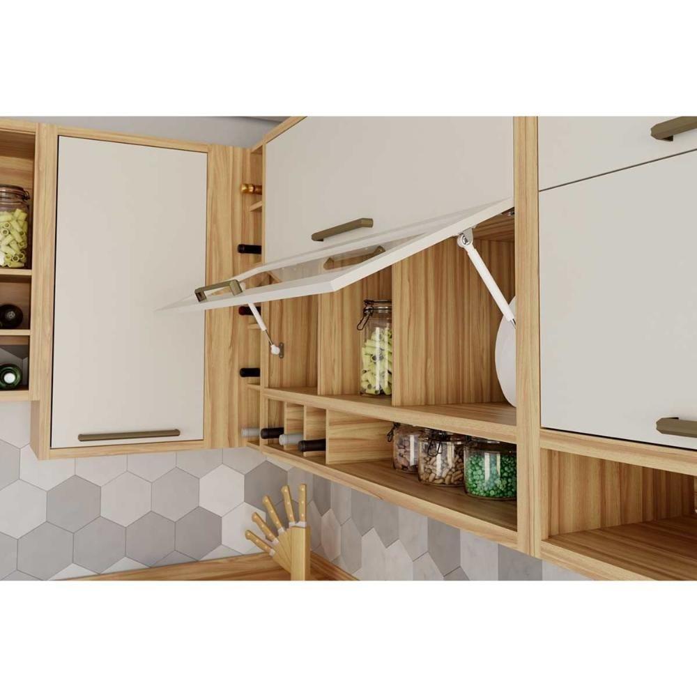 Kit Cozinha Modulada 4 Peças Syrah 2 Aéreos + 2 Balcões C4p04 Amendoa Off White Ronipa - 7