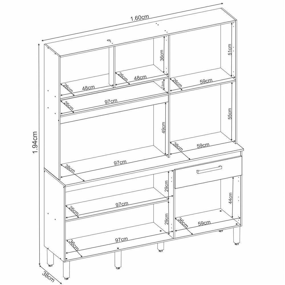 Kit Cozinha Compacta 6 Portas 1 Gaveta Alano Amendola Branco - 4
