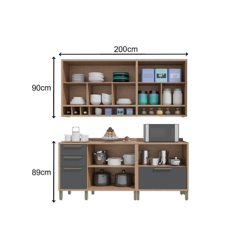 Cozinha Completa 4 Peças Syrah 2 Aéreos 2 Balcões C4p04 Amendoa Off White Ronipa - 3