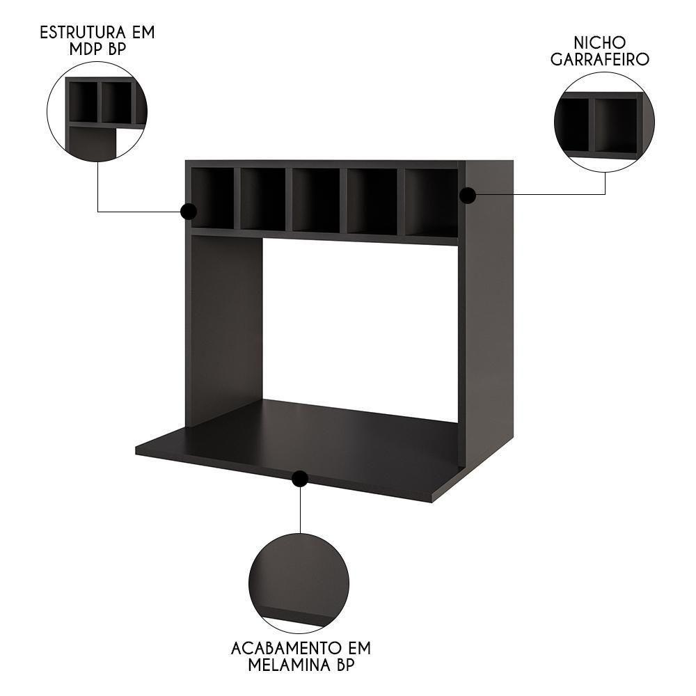 Suporte Micro-ondas Forno Armário Aéreo Com Adega 60cm Lótus M24 Preto - Mpozenato - 4