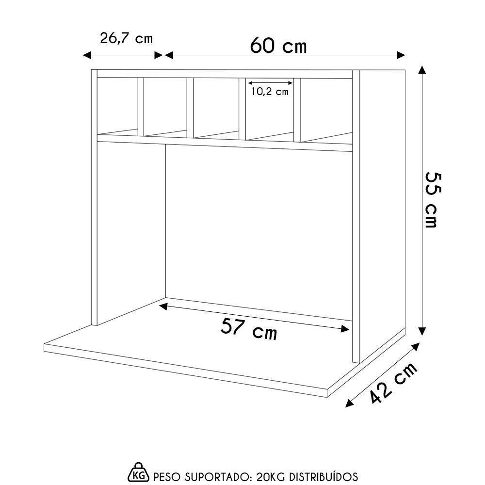 Suporte Micro-ondas Forno Armário Aéreo Com Adega 60cm Lótus M24 Preto - Mpozenato - 5