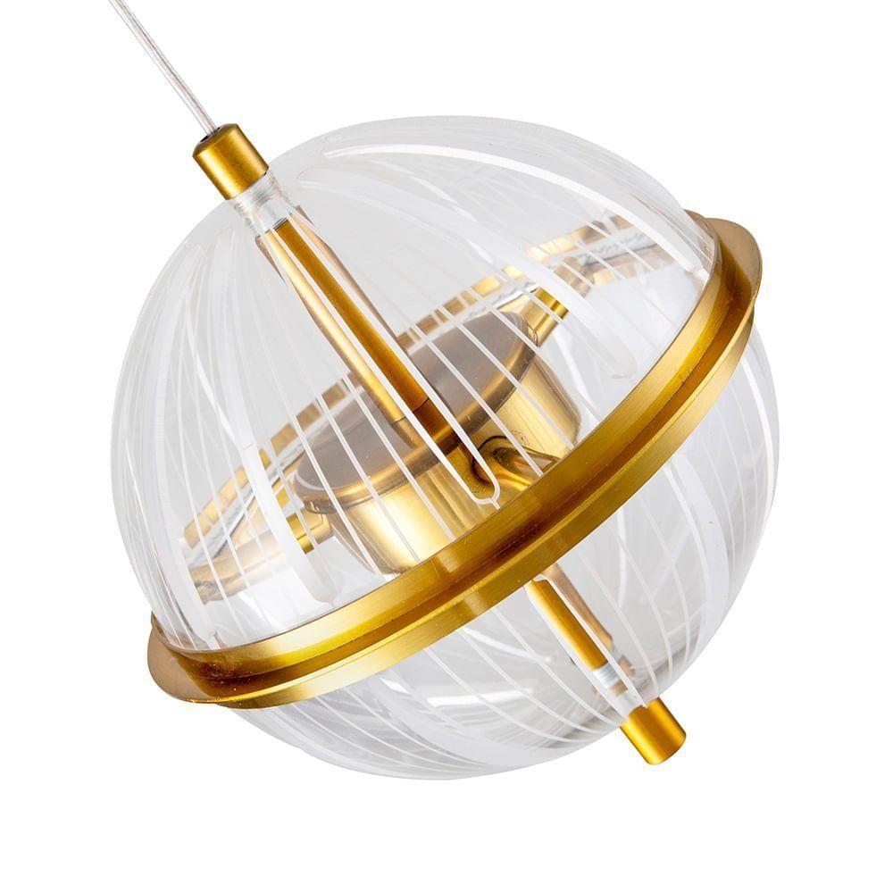 Lustre Pendente Nordecor Miza 2953 Ouro Brilho Led Bivolt 2700K Branco Quente Dourado - 2