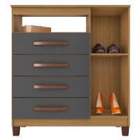 Cômoda Sapateira Cannes Com Armário Multiuso Versatile 2 Portas Com Chave Carvalho Americano Grafite - Incorplac - 3