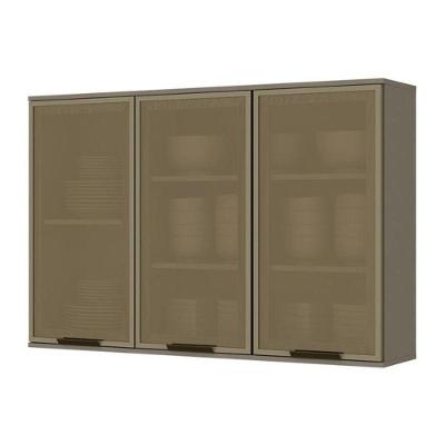 Armário Aéreo 3 Portas De Vidro 120cm Connect Duna-cristal - Móveis Henn Duna-cristal