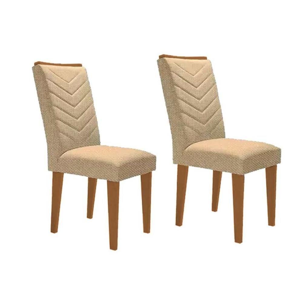 Cadeira Sala De Jantar Londrina Kit 2 Un Madeira Capuccino-linho Bege Turim - Rufato - 1