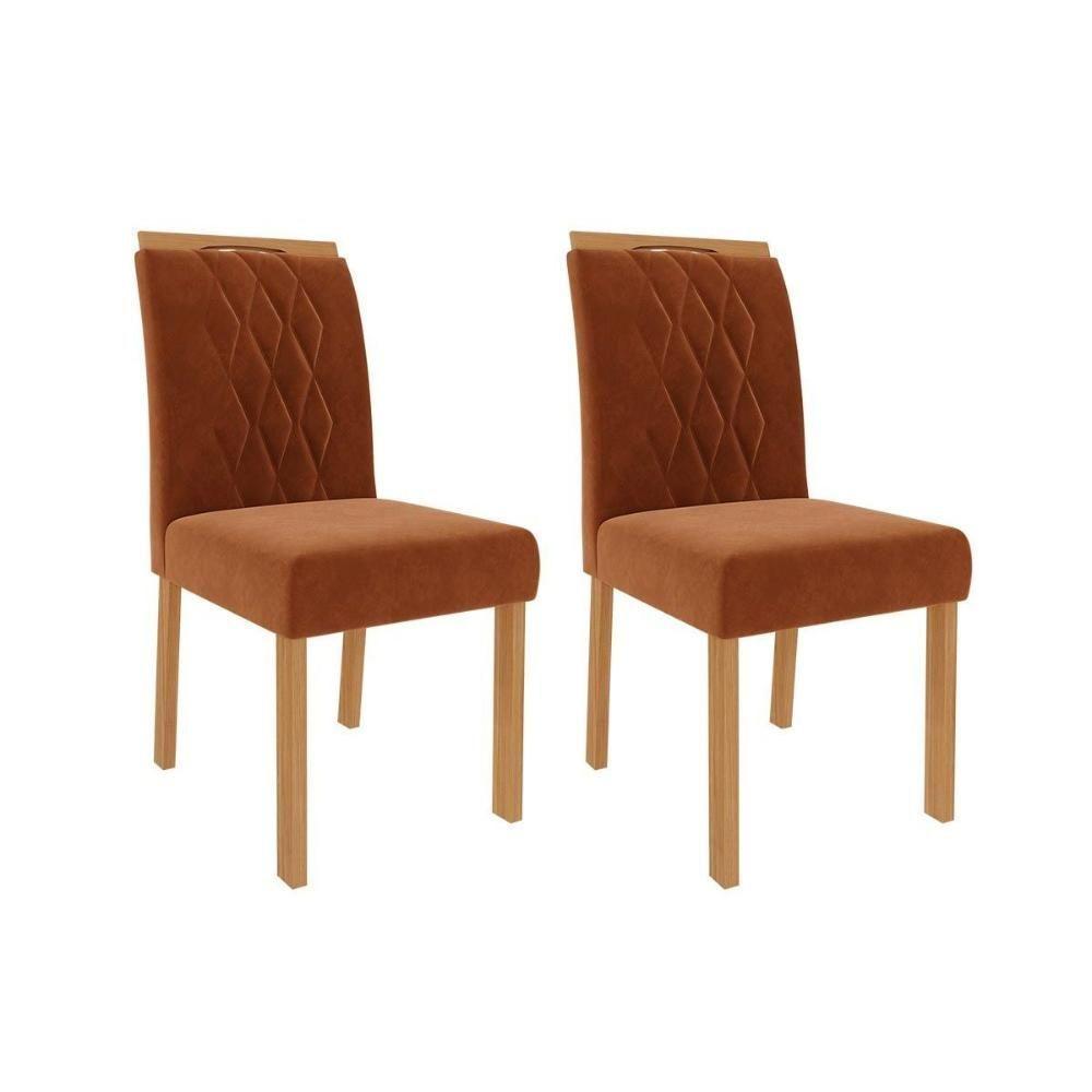 Kit 2 Cadeiras Sala Jantar Juliana Wood 2 Un Madeirado Suede Nude Bege Cimol - 5