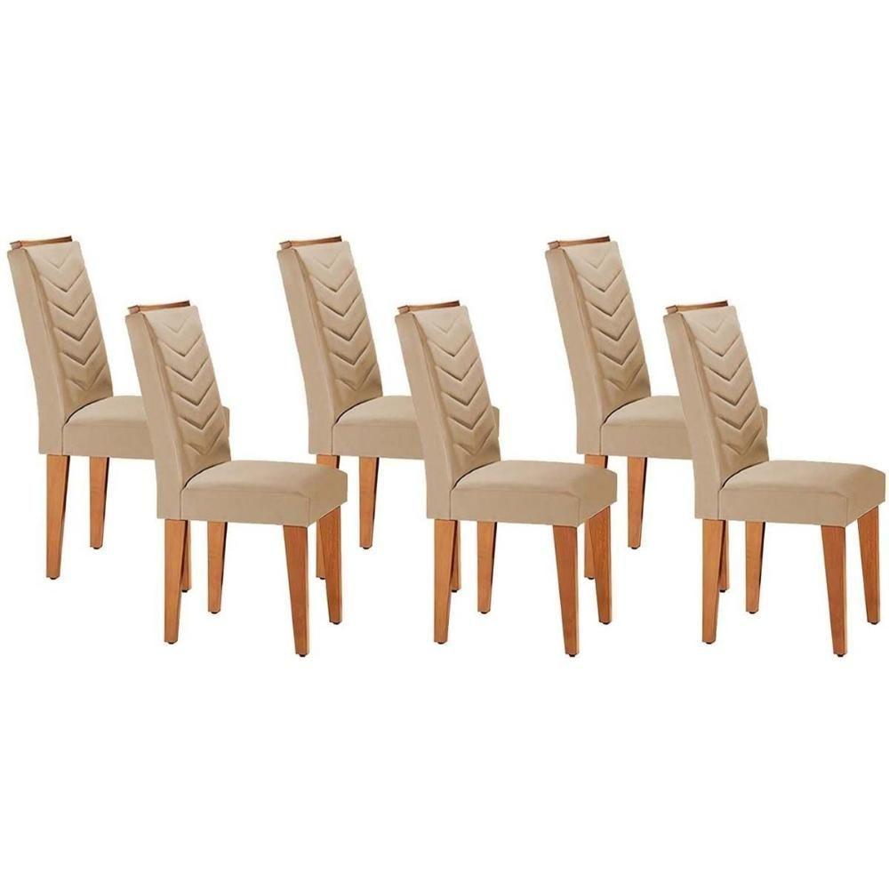 Cadeira De Cozinha Londrina Kit 6 Un Capuccino Linho Bege Turim Rufato - 1