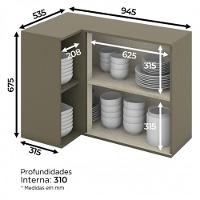Armário Aéreo Canto Reto 1 Porta Connect Duna-cristal - Móveis Henn Duna - 3