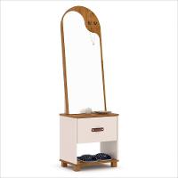 Toucador Organic Com Espelho 1 Gaveta E Nicho Ej Móveis Off White Freijó - 1