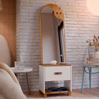 Toucador Organic Com Espelho 1 Gaveta E Nicho Ej Móveis Off White Freijó - 2