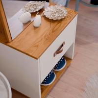 Toucador Organic Com Espelho 1 Gaveta E Nicho Ej Móveis Off White Freijó