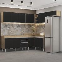 Armário De Cozinha Modulado De Canto 7 Peças Cp22 Balcão Sem Tampo Castanho/preto - Lumil - 2