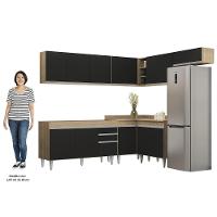 Armário De Cozinha Modulado De Canto 7 Peças Cp22 Balcão Sem Tampo Castanho/preto - Lumil - 5