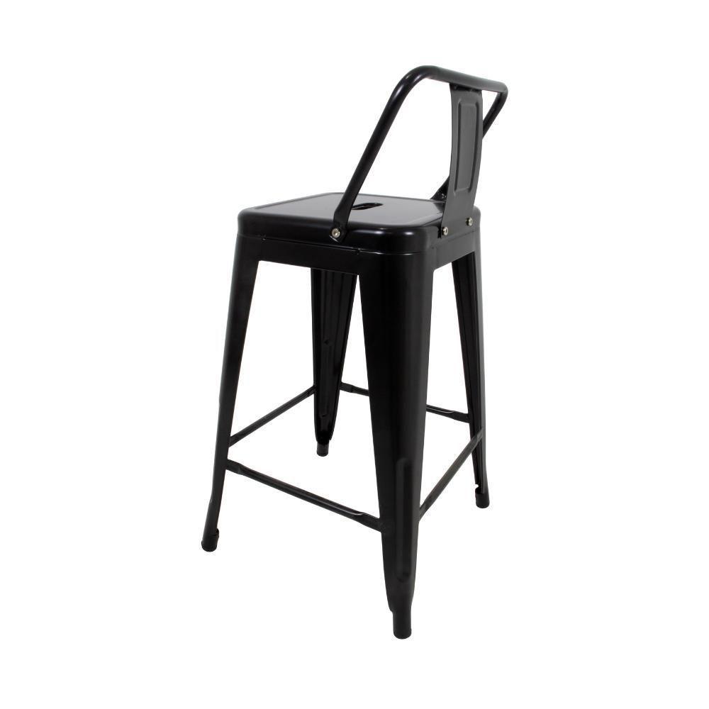 Kit 3 Banquetas Tolix Médias Com Encosto Pretas - 3