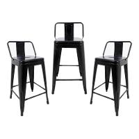 Kit 3 Banquetas Tolix Médias Com Encosto Pretas - 1