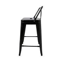 Kit 3 Banquetas Tolix Médias Com Encosto Pretas